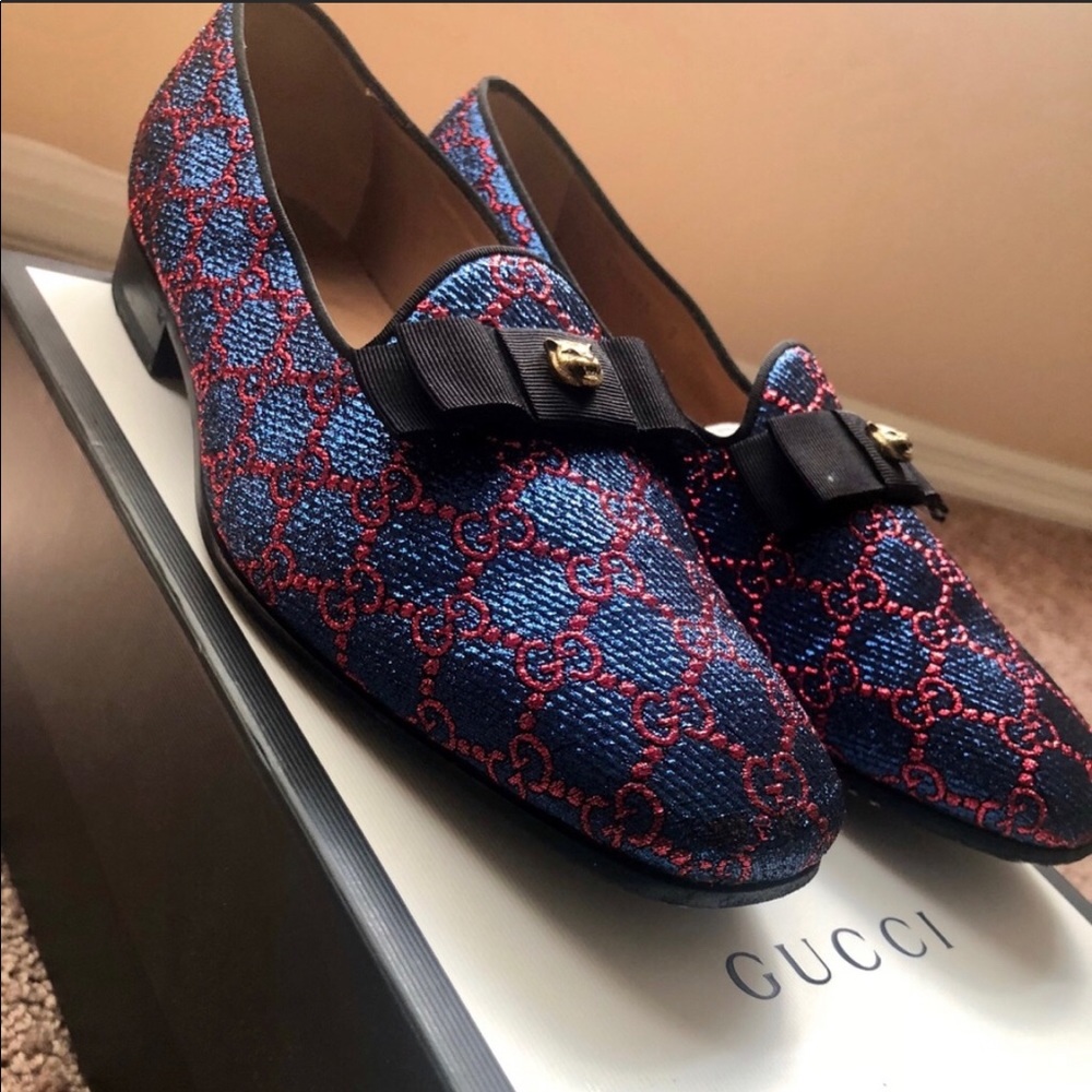 Gucci Blue and Red Loafers